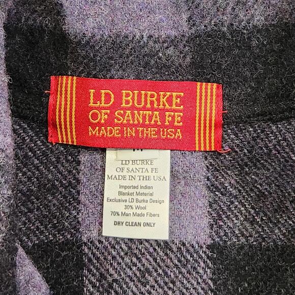 LD Burke Santa Fe Jacket Womens Medium Purple Black Buffalo Plaid Wool Blend USA - Picture 5 of 12